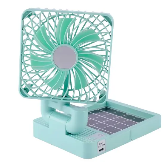 JS Mini Ventilador Dobrável Portátil Com Carregamento Solar