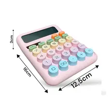 JS Calculadora Mecânica de Mesa Colorida 12 Dígitos Visor