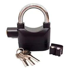 JS Cadeado com Alarme 112dB – Cadeado de Segurança Antifurto para Moto, Bicicleta, Portão e Portas