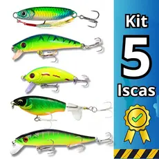 5pçs Kit Isca Artificial Verde-Amarelada De Pesca Iscas Tamanho Misto