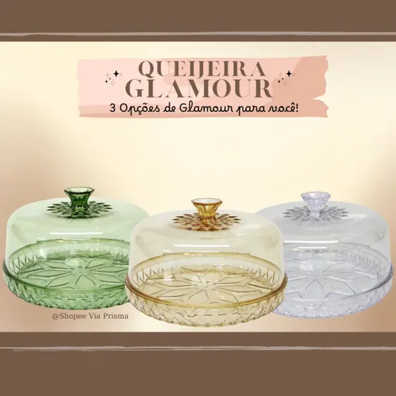 Queijeira de Plástico Cristal Glamour - PLASÚTIL