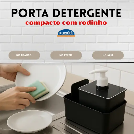 Kit porta detergente com rodinho varias cores