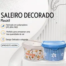 Saleiro Decorado Azul Xadrez - Plasútil