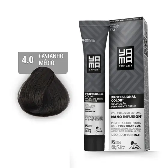 Coloração Yamá Creme Professional Color Nano Infusion 4.0 Castanho Médio