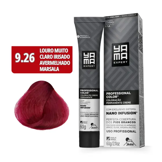Coloração Yamá Professional Color Nano Infusion 9.26 Louro Muito Claro Irisado Avermelhado Marsala