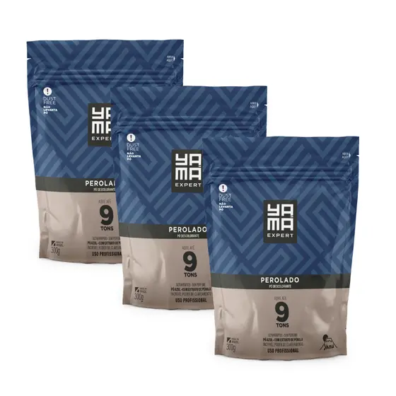 Kit Pó Descolorante Yamá Perolado Refil  300g com 3/Un