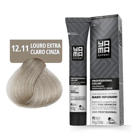 Coloração Yamá Creme Professional Color Nano Infusion 12.11 Louro Extra Claro Cinza Intenso 60g