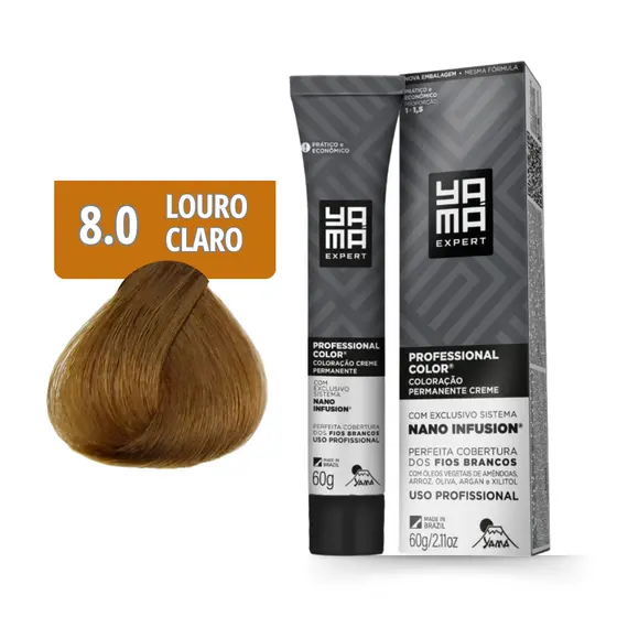 Coloração Yamá Creme Professional Color Nano Infusion 8.0 Louro Claro