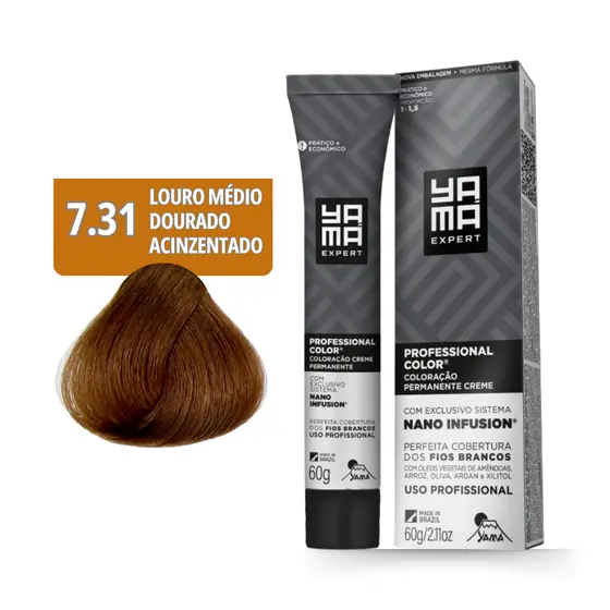 Coloração Yamá Creme Professional Color Nano Infusion 7.31 Louro Médio Dourado Acinzentado