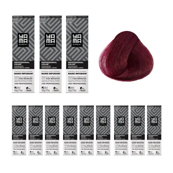 Kit C/12 Colorações Yama Prof Color Nano Infusion 8.26 Louro Claro Irisado Ave Marsala