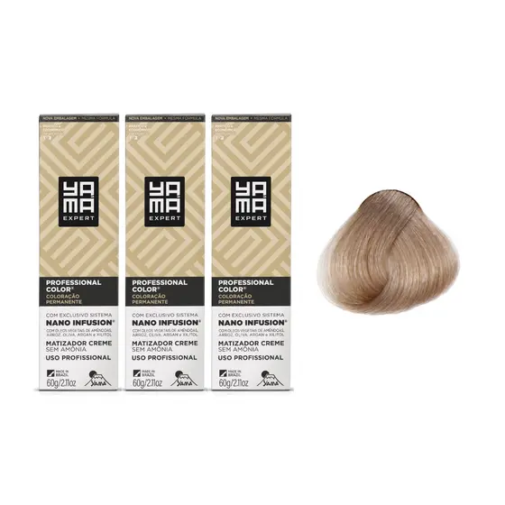 Kit C/3 Colorações Prof Color Nano 8.89 Louro Claro Pérola Yamá