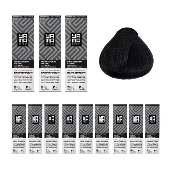 Kit C/12 Colorações Prof Color Nano 1.0 Preto - Yamá