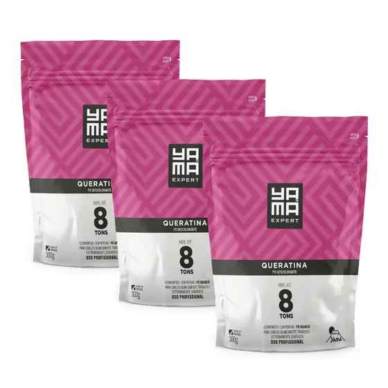 Kit Pó Descolorante Queratina Yamá Refil 300g com 3/un