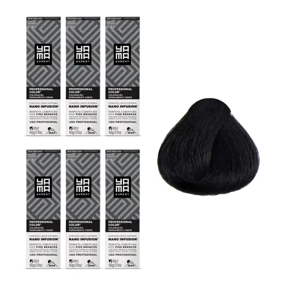 Kit C/6 Colorações Prof Color Nano 1.0 Preto - Yamá