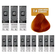 Kit C/12 Colorações Prof Color Nano 7.4 Louro Médio Acobreado Yamá