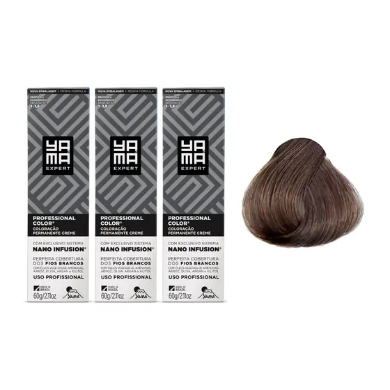 Kit C/3 Colorações Prof Color Nano 5.1 Castanho Claro Acinz Yamá