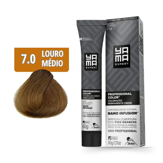 Coloração Yamá Creme Professional Color Nano Infusion 7.0 Louro Médio