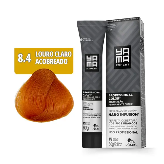 Coloração Yamá Creme Professional Color Nano Infusion 8.4 Louro Claro Acobreado