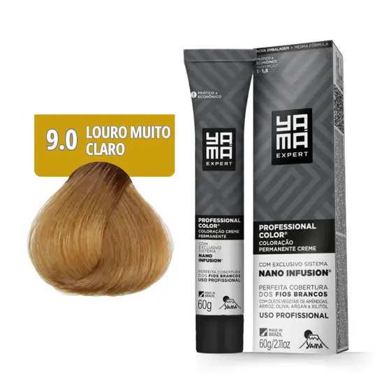 Coloração Yamá Creme Professional Color Nano Infusion 9.0 Louro Muito Claro