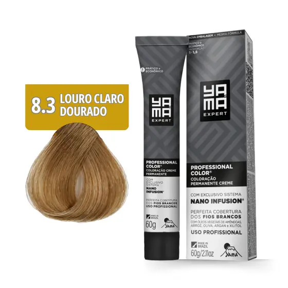 Coloração Yamá Creme Professional Color Nano Infusion 8.3 Louro Claro Dourado