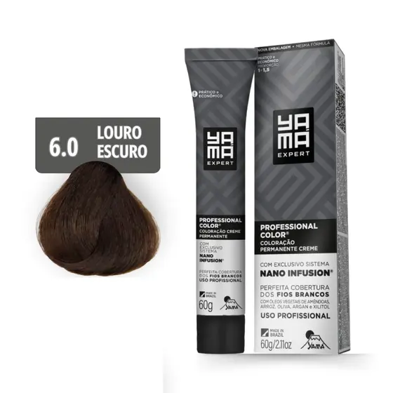 Coloração Yamá Creme Professional Color Nano Infusion 6.0 Louro Escuro