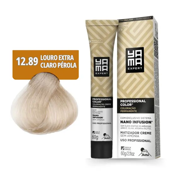 Coloração Yamá Creme Professional Color Nano Infusion 12.89 Louro Extra Claro Pérola 60g