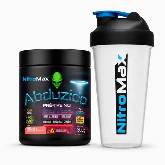 Pré-Treino Abduzido NitroMax 300g + Coqueteleira 200mg Cafeína Beta-Alanina Arginina Pump