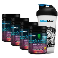 Kit 4 Pré Treino Abduzidos 300g + 1 Coqueteleira HARD LINE 600ml