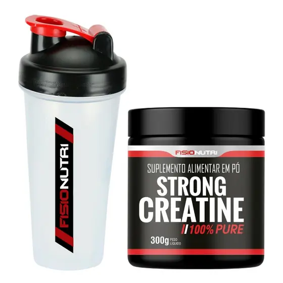 Kit 1 Strong Creatine 300g + 1 Coqueteleira 600ml - Fisio Nutri