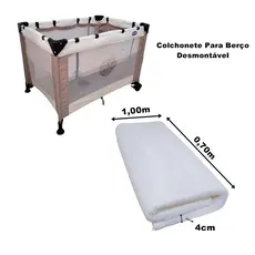 Colchonete Desmontavel E Dobravel Para Berço 70x1,00 - Branco Camping - pronta entrega