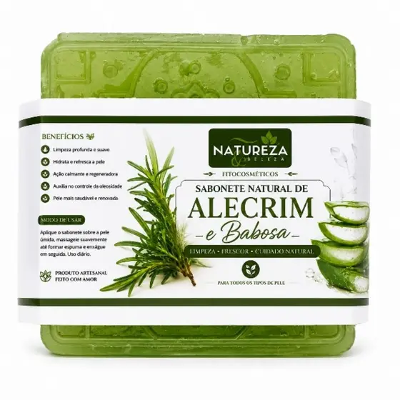 sabonete natural anti oleosidade,espinhas, cravos, acnes, de alecrim e babosa