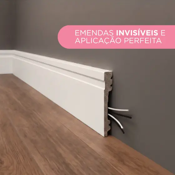 1 Moldura Rodapé Poliestireno Moderno Mdf Resistente Umidade 10cm