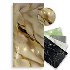 Kit 10 Placas Adesivas 3D Mármore Dourado Vinílico Lavável Autocolante Relevo Parede 30x60cm