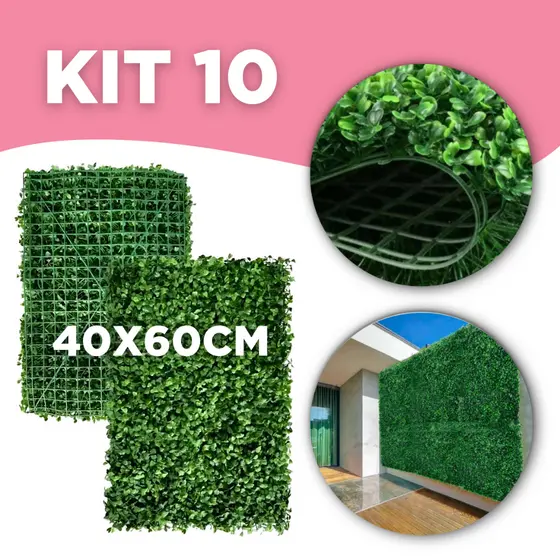Kit C/10 Placa Buchinho 60x40 Jardim Vertical Artificial Parede Verde Painel Decorativo