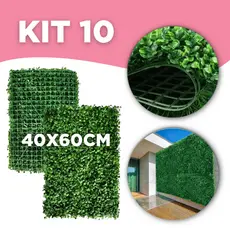 Kit C/10 Placa Buchinho 60x40 Jardim Vertical Artificial Parede Verde Painel Decorativo