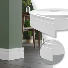 Rodapé Eva Frisado Autocolante Flexível Branco 5mx7cm À Prova D’Água Moldura Parede Decorativa