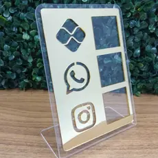 Placa Pix Display Plástico PS Mesa Balcão QR Code Whatsapp Instagram Pagamento Interativo Comércio
