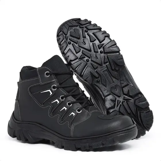 Bota Coturno Motoqueiro Caterpillar Couro Confortável Biqueira