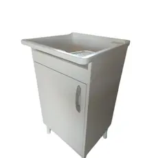 Tanque de Lavanderia com Gabinete 26L com Esfregador mdf com melanimico Ideal Área de Serviço