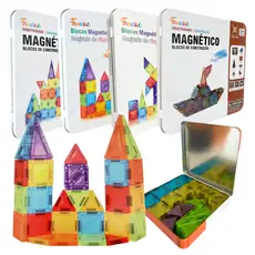 Brinquedo Bloco Magnético Imã Estojo Metal Construção Educativo Viagem Passeios