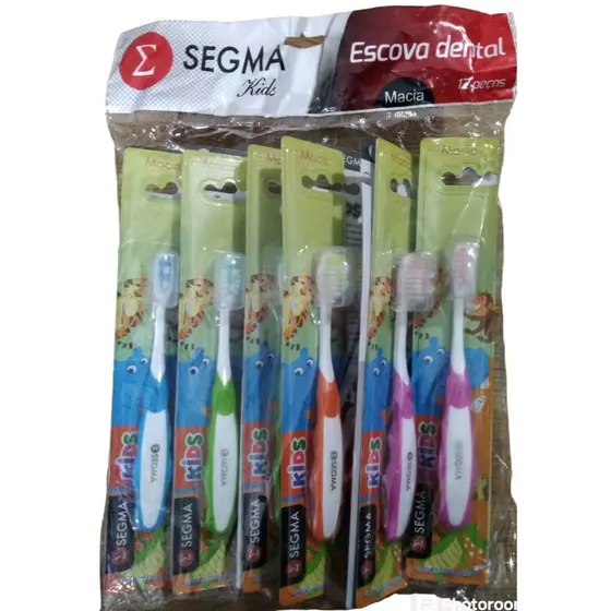 kit 12 escova de dente infantil Com Cerdas Macia Com Protetor