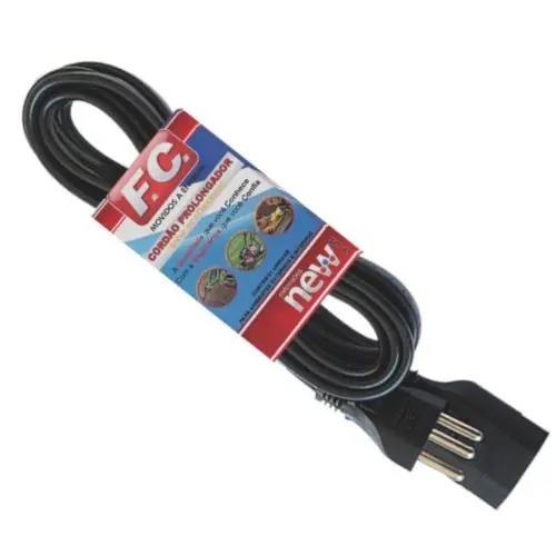 Cordão Prolongador Extensão Tripolar 20a Preto - FC