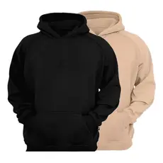 Kit 2 Blusas Moletom Canguru Com Capuz Liso Frio Unissex Feminino e Masculino Com Bolso Inverno