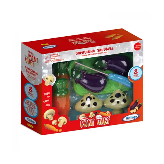 Brinquedo Mini Chef Cozinha Comidinha Saudavel 8 Peças Xalingo - 2787.6