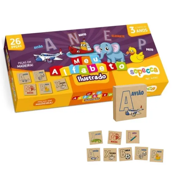 Brinquedo Infantil Educativo Meu Alfabeto Ilustrado Sopecca - ALF001