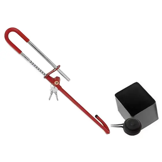 Kit Antifurto Trava de Volante / Pedal Algema + Bloqueador com Led