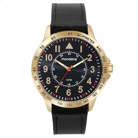Relógio Masculino Mondaine Casual Couro Preto 99666GPMVDH2