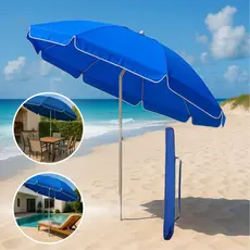 Guarda Sol Grande 2,0 Metros Praia Reforçado Ajustável Piscina + Bolsa de Transporte Haste Inclinável Camping Verão