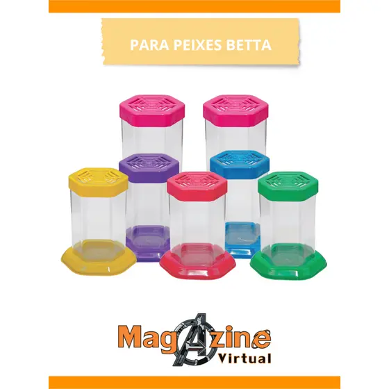 Aquario Para Peixe Betta C/ Tampa Acrilico Beteira Kit com 07 Peças - Lembrancinha de Aniversário