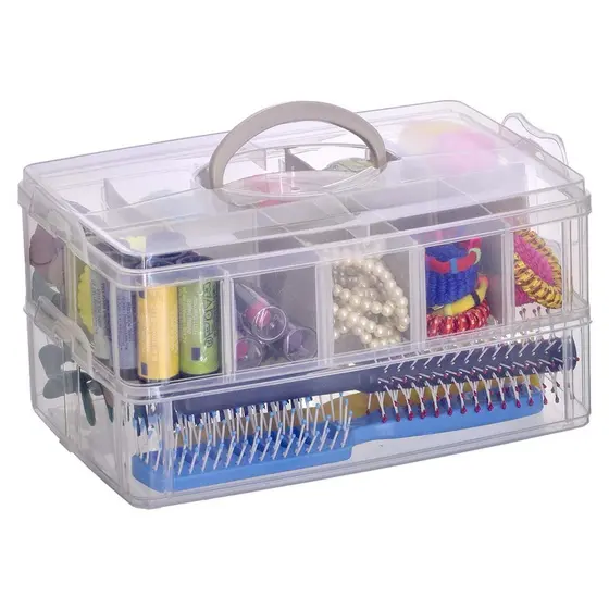Maleta Organizadora 2 Bandejas | Maquiagem Bijuterias Pesca Medicamentos | 25,7 x 17 x 13,5 cm |
